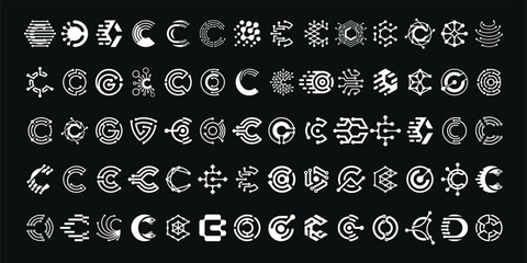 set of collection initial letter c, for technology and internet business logo design.