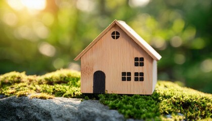 Wall Mural - wooden house on the grass