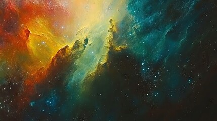 Wall Mural - abstract cosmic space and galaxy background with vibrant colors creating a mesmerizing effect. the c