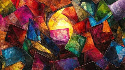 Wall Mural - vibrant and ethereal phantasm created with colorful cards, this captivating image offers a whimsical