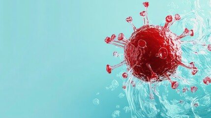 Aufkleber - Banner Medical illustration, red cancer cell on blue background
