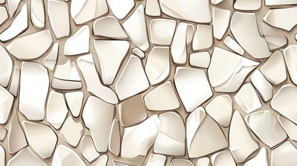 Leinwandbilder - A textured surface of irregular, light-colored stones arranged closely together.