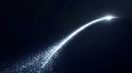 Wall Mural - a white shooting star streaks across a dark blue sky, leaving a glittering trail of light.