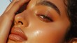 © Wild Dream - Close-up of woman's face with natural dewy skin texture for skincare and beauty editorial photo campaign