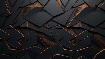 Poster - Abstract dark geometric background with black and brown color schemes