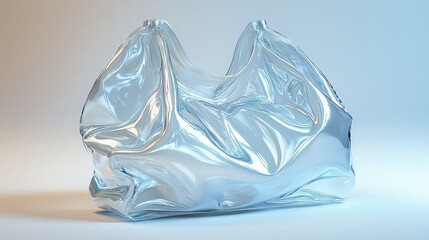  Clear plastic bag with glossy, reflective surface against white background; slightly puffed with faint creases, showcasing smooth and transparent material.
