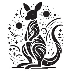 Naklejka na meble Intricate Kangaroo Silhouette with Cosmic Patterns Unique Art