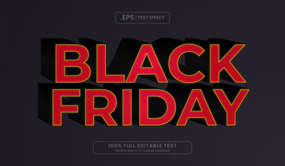 Wall Mural - design editable text effect, letter with yellow outline spell black friday in a 3d effect