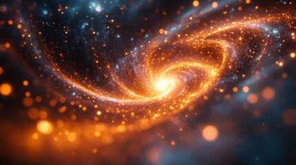 Wall Mural - glowing spiral galaxy with bright stars, cosmic energy concept