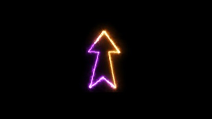 Arrow-shaped neon sign. Neon arrow symbol icon. Directional sign arrow points to the up.