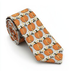 A vibrant tie featuring a playful pumpkin pattern, perfect for autumn celebrations and festive occasions.