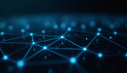 Wall Mural - digital grid network with blue nodes: a digital grid network featuring blue nodes, representing seam