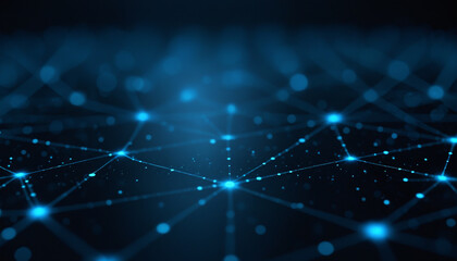 Wall Mural - blue network grid with glowing data points: a blue network grid with glowing data points, symbolizin