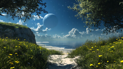 Aufkleber - fantasy landscape