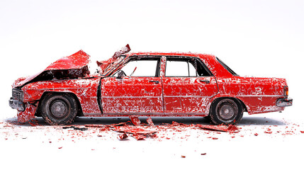 Aufkleber - Red car crash on a white background