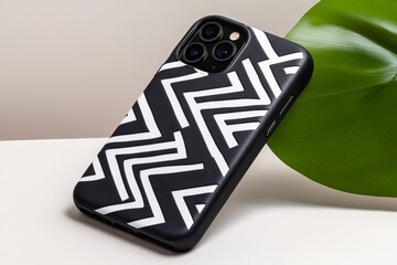 Aufkleber - A simple phone case design with monochrome geometric shapes, set against a plain white background for a clean look