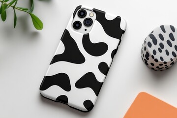 Aufkleber - A simple phone case design with monochrome geometric shapes, set against a plain white background for a clean look