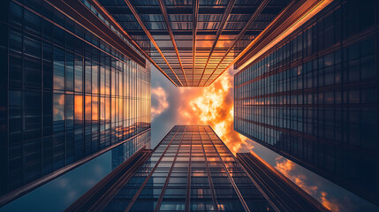 Poster - Skyscraper at sunset