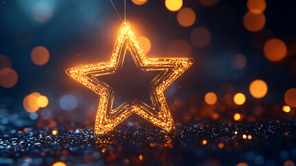 Poster - star with lens flare and bokeh effect made in 3d software