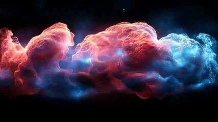 Wall Mural - colorful cosmic clouds illuminated in red and blue against a dark starry background