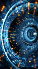 Wall Mural - a captivating view of a futuristic tunnel filled with vibrant digital elements and intricate pattern