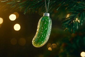 green cucumber made from glass, christmas tree decoration