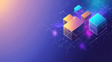 abstract blockchain concept with connected blocks
