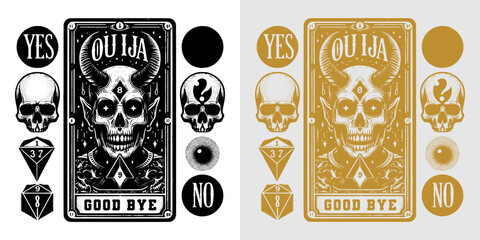 ouija card with skull design