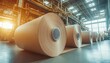 © Ilja - Giant Rolls of Brown Cardboard in a Bright, Spotless Factory. Interior of a Paper Mill