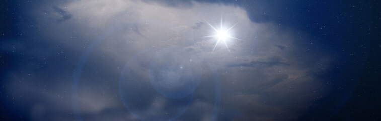 Wall Mural - bright star with seven rays in the night sky. template for christmas and new year projects.