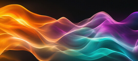 Wall Mural - colorful abstract waves flowing on black background