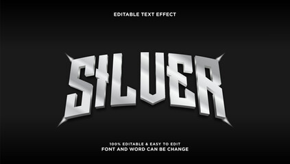 Silver text effect with modern and elegant 3d luxury style that can be edited