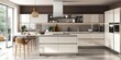 © Agus - Modern Kitchen with White Cabinets, Island, and Bar Stools