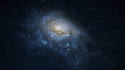 Wall Mural - amazing space galaxy, blue starry background. view from space to a spiral galaxy and stars. universe