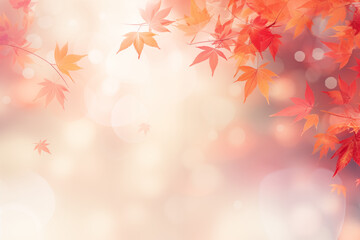 Wall Mural - A delicate watercolor-style vector frame with maple autumn leaves and branches for seasonal designs or greeting cards