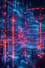 Wall Mural - futuristic digital rendering of a vibrant construction site network
