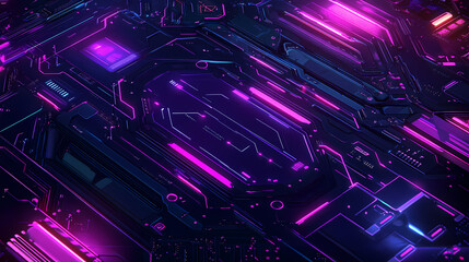 Wall Mural - Neon gaming geometric abstract glowing cyberpunk style banner for advertising and promotion background wallpaper ai generated image. Cyberpunk. Illustration