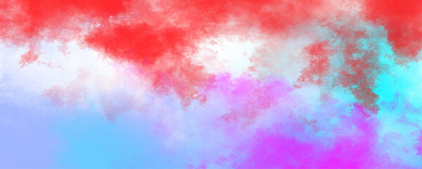 Wall Mural - abstract painting of blue, pink, and red. watercolor cloudy color multicolor abstract blurred waterc