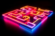 © Neon Gallery - Neon maze symbolizing the complexity of strategic decision making isolated on black background.