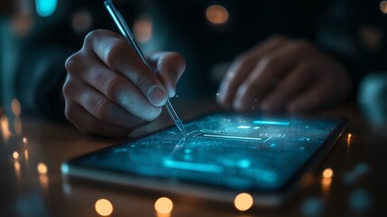 Aufkleber - Focused Professional Analyzing Data with Creative Graphs in Modern Office, Representing Business Strategy and Insight, Gemerative AI