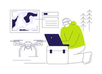 Use remote sensing drones abstract concept vector illustration.