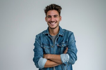 Confident young man in casual attire smiling confidently.