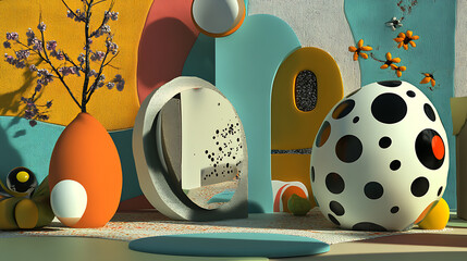 Poster - 3d illustration, Juan Miro Inspired Art