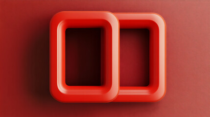Aufkleber - 3d illustration, two red rectangle in minimal art style