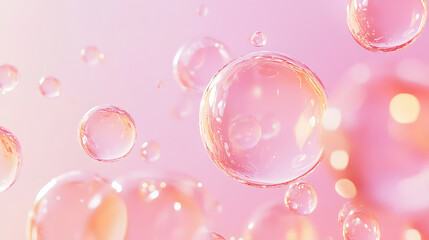 Leinwandbilder - 3d render, abstract background with translucent soap bubbles, wallpaper with glass balls