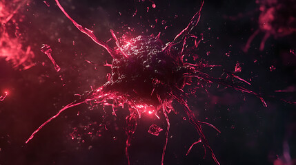 Fototapete - Animation of a damaged and disintegrating cancer cell
