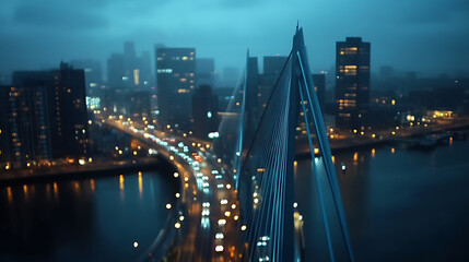 Fototapete - Close up of Erasmus bridge in Rotterdam