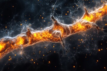 abstract cosmic fire: a glowing nebula in space