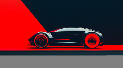 Aufkleber - Red and black generic brandless car on a black and red background