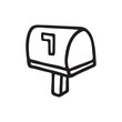 © paketesama - Doodle post or email Mailbox Icon or logo, hand drawn with thin black line. PNG isolated on transparent background and vector illustration